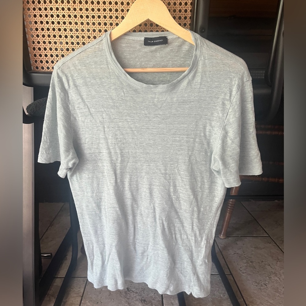 Thom Sweeney Linen T-Shirt (Made in Italy, teal, $360 MSRP)